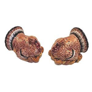 Ceramic Thanksgiving Turkey Salt & Pepper Shakers Vtg Fall Holiday Table Decor